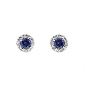 New! Anna Zuckerman Simulated Sapphire & Diamond Stud Earrings